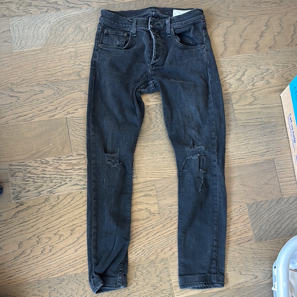 rag & bone Black Skinny Distressed Jeans